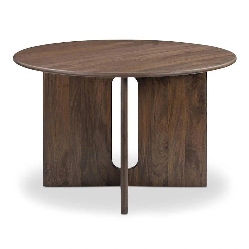 48 Inch Round Dining Table with Sculptural Cross Base Seats 4 in Marble or Solid Mango Wood