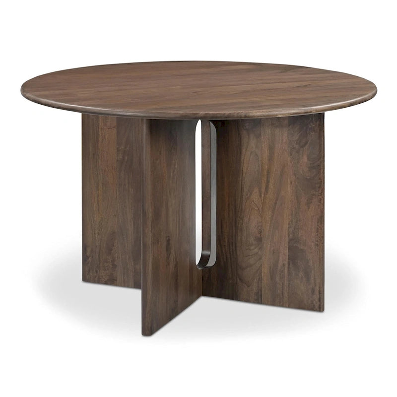 48 Inch Round Dining Table with Sculptural Cross Base Seats 4 in Marble or Solid Mango Wood