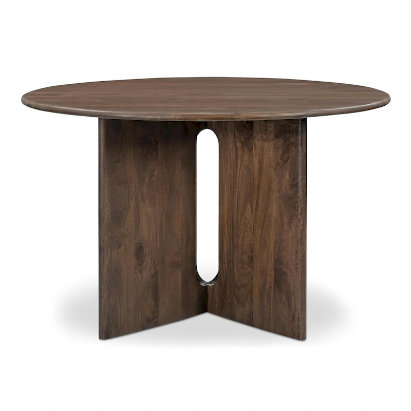 48 Inch Round Dining Table with Sculptural Cross Base Seats 4 in Marble or Solid Mango Wood