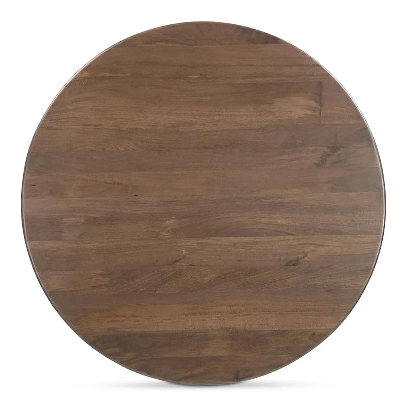 48 Inch Round Dining Table with Sculptural Cross Base Seats 4 in Marble or Solid Mango Wood