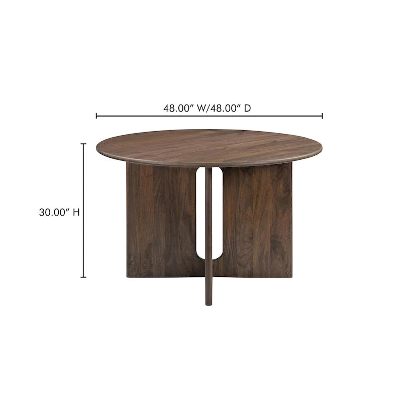 48 Inch Round Dining Table with Sculptural Cross Base Seats 4 in Marble or Solid Mango Wood
