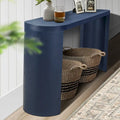 Modern 60 Inch Console Table with Oval Top Curved T-Shape Legs and Open Base