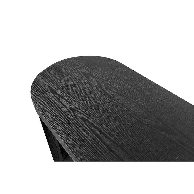 Modern 60 Inch Console Table with Oval Top Curved T-Shape Legs and Open Base