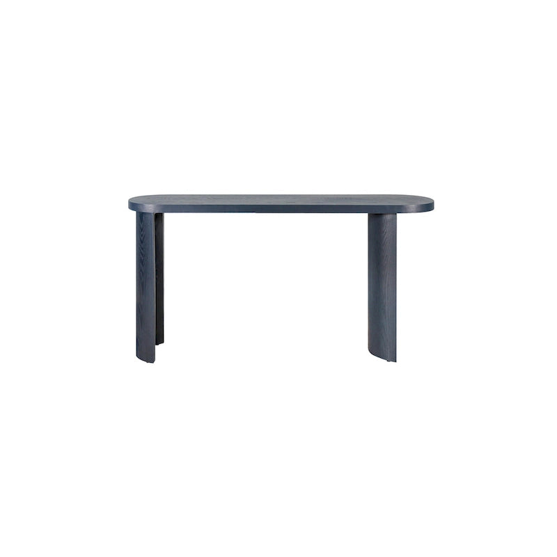 Modern 60 Inch Console Table with Oval Top Curved T-Shape Legs and Open Base