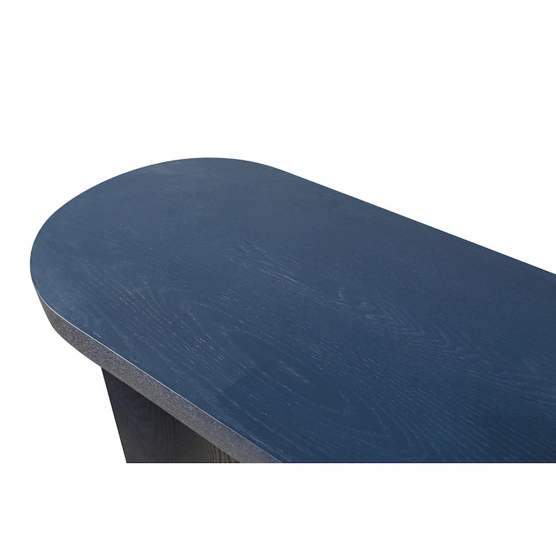 Modern 60 Inch Console Table with Oval Top Curved T-Shape Legs and Open Base