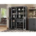 48.5 Inch Wide Solid Wood Pantry Cabinet with Glass Doors 2 Drawers and Adjustable Shelves Stackable
