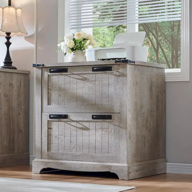 2-Drawer Farmhouse Lateral File Cabinet with Built-In Hanging Rods for A4 Letter and Legal Files