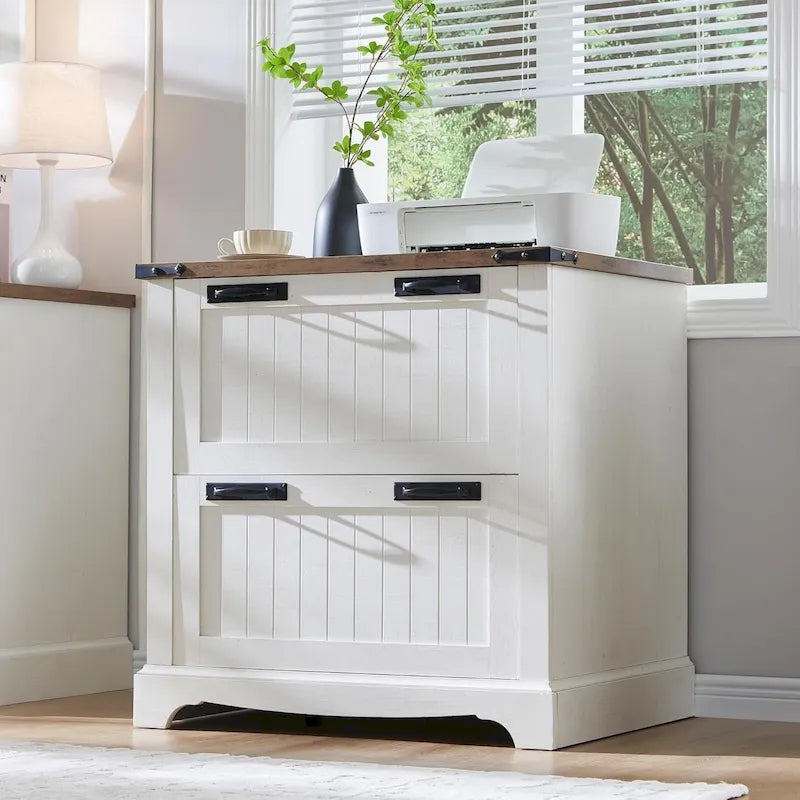 2-Drawer Farmhouse Lateral File Cabinet with Built-In Hanging Rods for A4 Letter and Legal Files