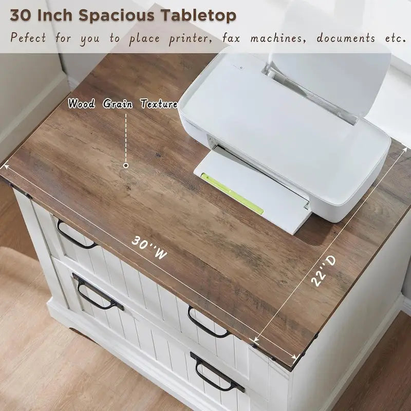 2-Drawer Farmhouse Lateral File Cabinet with Built-In Hanging Rods for A4 Letter and Legal Files