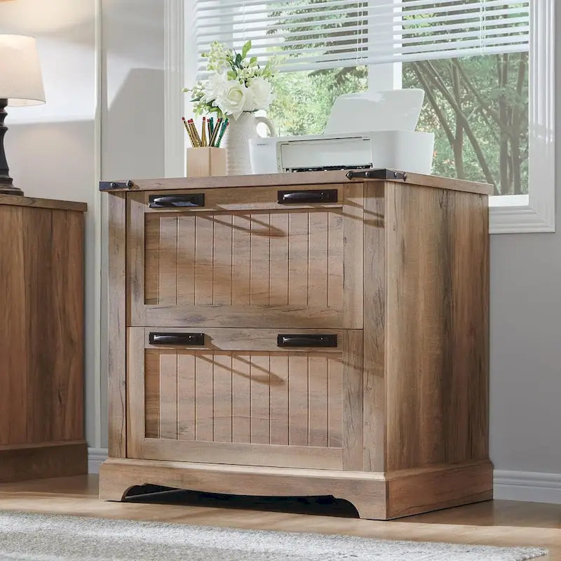 2-Drawer Farmhouse Lateral File Cabinet with Built-In Hanging Rods for A4 Letter and Legal Files