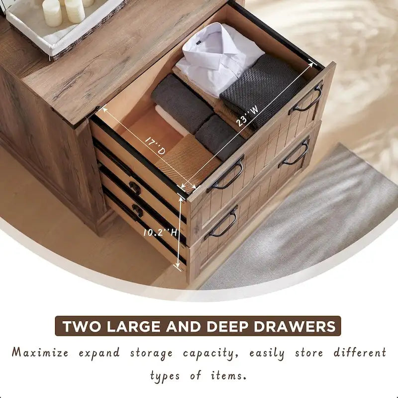 2-Drawer Farmhouse Lateral File Cabinet with Built-In Hanging Rods for A4 Letter and Legal Files