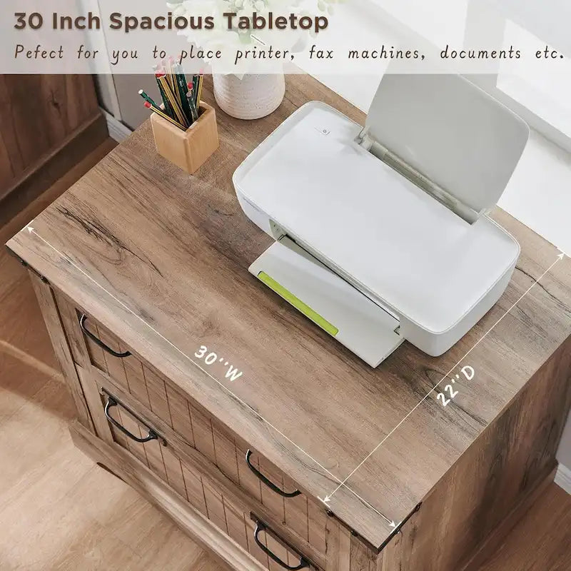 2-Drawer Farmhouse Lateral File Cabinet with Built-In Hanging Rods for A4 Letter and Legal Files