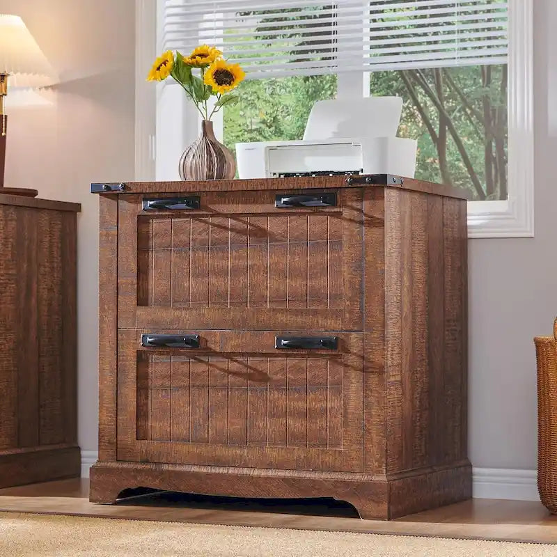 2-Drawer Farmhouse Lateral File Cabinet with Built-In Hanging Rods for A4 Letter and Legal Files