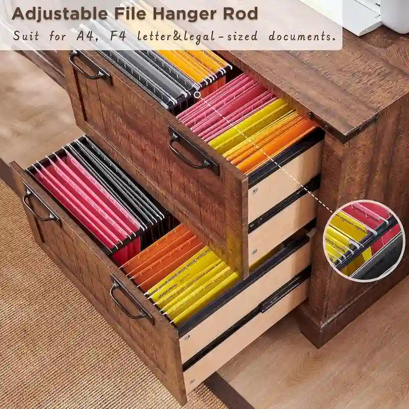2-Drawer Farmhouse Lateral File Cabinet with Built-In Hanging Rods for A4 Letter and Legal Files