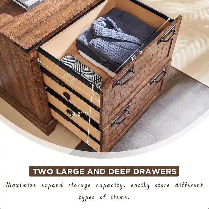 2-Drawer Farmhouse Lateral File Cabinet with Built-In Hanging Rods for A4 Letter and Legal Files