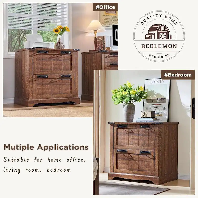 2-Drawer Farmhouse Lateral File Cabinet with Built-In Hanging Rods for A4 Letter and Legal Files
