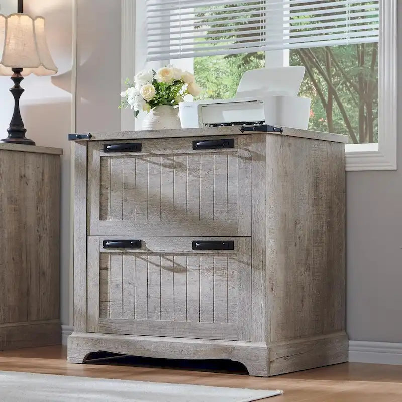 2-Drawer Farmhouse Lateral File Cabinet with Built-In Hanging Rods for A4 Letter and Legal Files