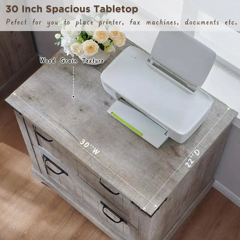 2-Drawer Farmhouse Lateral File Cabinet with Built-In Hanging Rods for A4 Letter and Legal Files