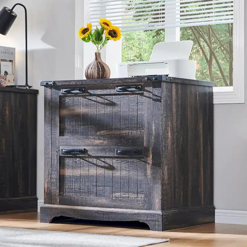 2-Drawer Farmhouse Lateral File Cabinet with Built-In Hanging Rods for A4 Letter and Legal Files