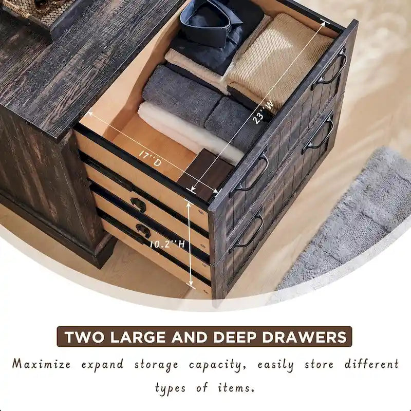 2-Drawer Farmhouse Lateral File Cabinet with Built-In Hanging Rods for A4 Letter and Legal Files