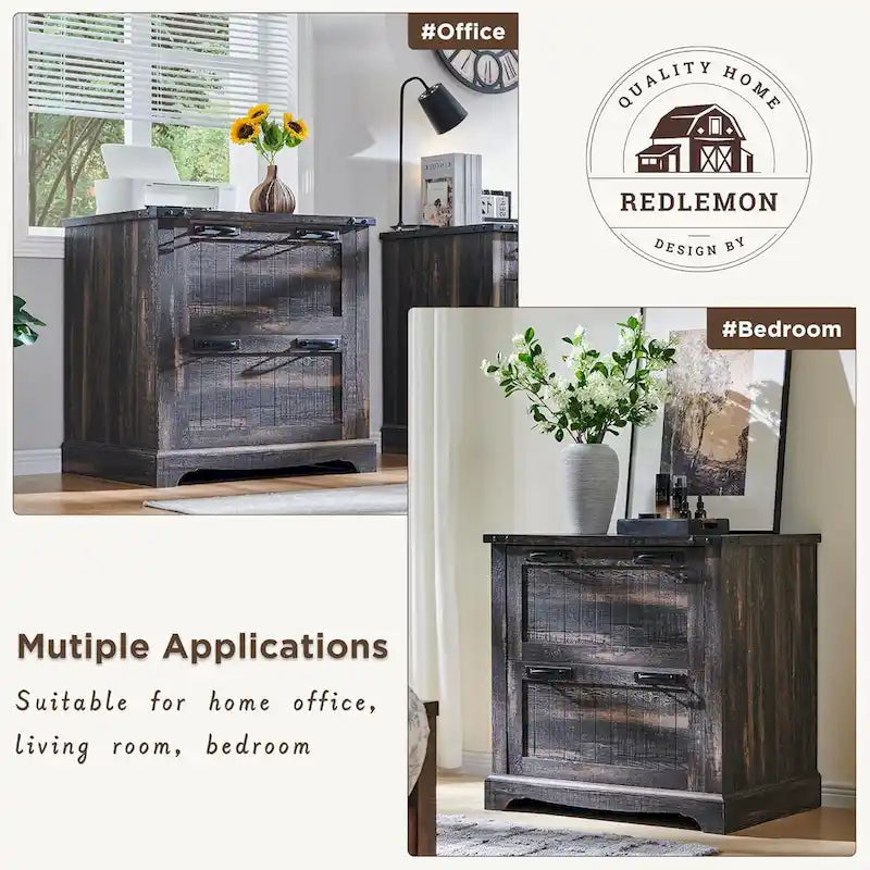 2-Drawer Farmhouse Lateral File Cabinet with Built-In Hanging Rods for A4 Letter and Legal Files