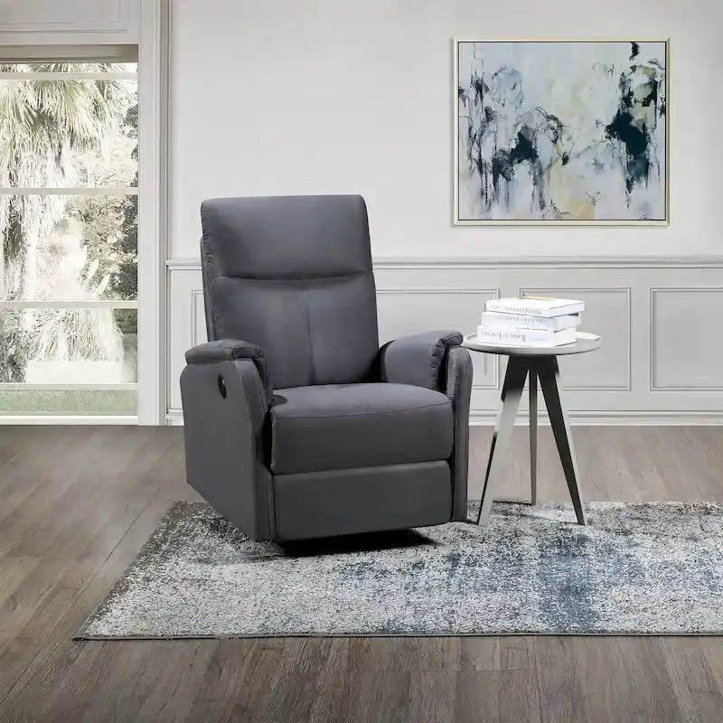 Power Recliner Chair with USB Charging Port for Living Room and Bedroom in Dark Gray