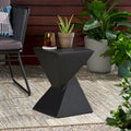 Modern Twisted Hourglass Lightweight Concrete Accent Side Table Indoor Outdoor