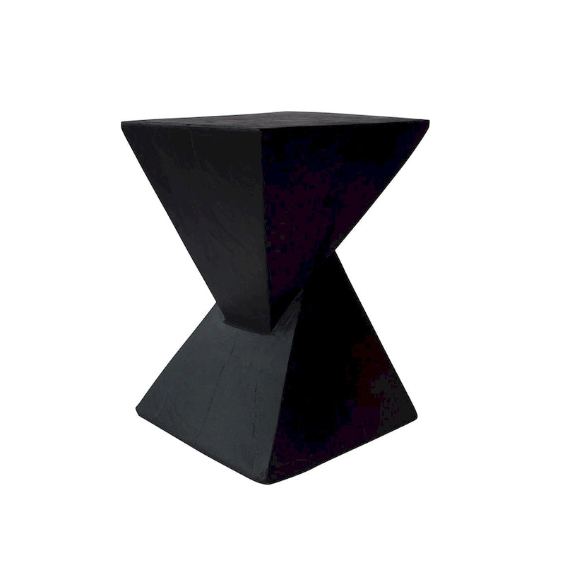 Modern Twisted Hourglass Lightweight Concrete Accent Side Table Indoor Outdoor