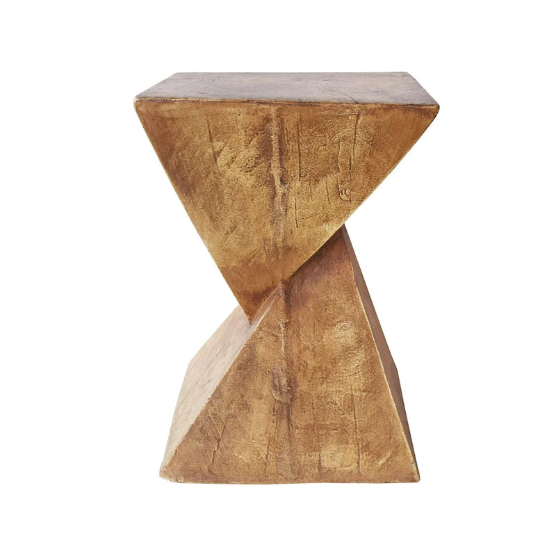 Modern Twisted Hourglass Lightweight Concrete Accent Side Table Indoor Outdoor