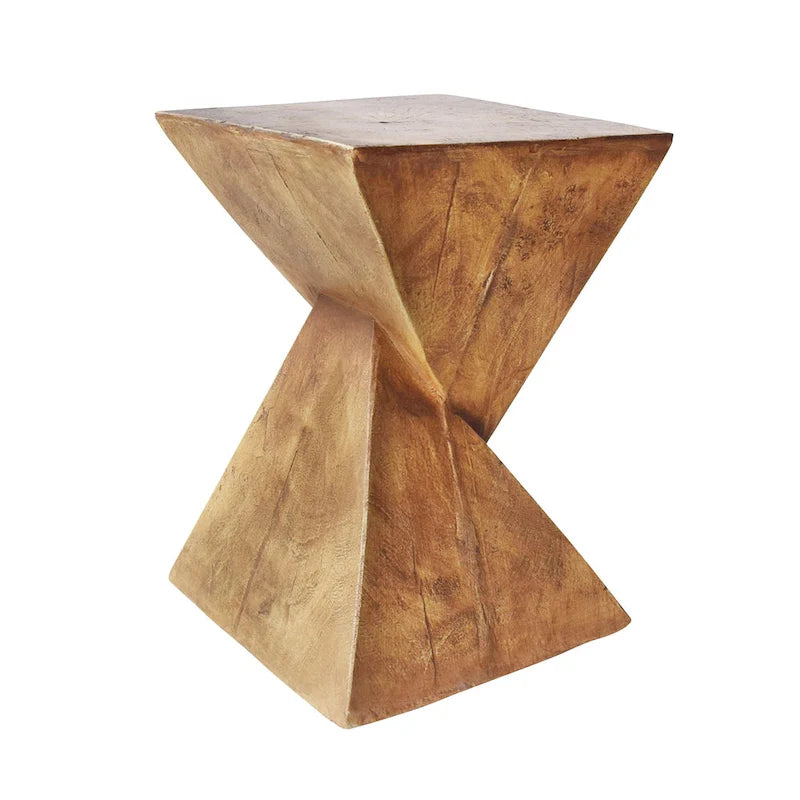 Modern Twisted Hourglass Lightweight Concrete Accent Side Table Indoor Outdoor