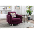 Linen Fabric Accent Armchair with Side Pockets Pocket Coil Springs Silver Metal Legs and Throw Pillow