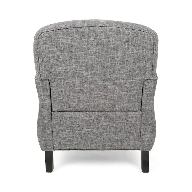 Traditional Tweed Upholstered Armchair with Rounded Back Flared Arms and Turned Birch Legs