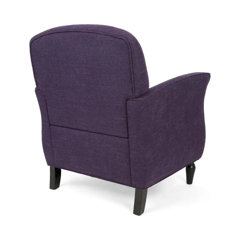 Traditional Tweed Upholstered Armchair with Rounded Back Flared Arms and Turned Birch Legs