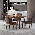 Contemporary Armless Upholstered Dining Chair with Rubberwood Legs Dark Brown Faux Leather