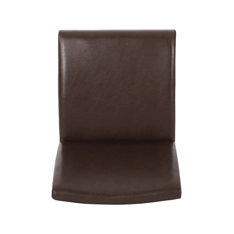 Contemporary Armless Upholstered Dining Chair with Rubberwood Legs Dark Brown Faux Leather