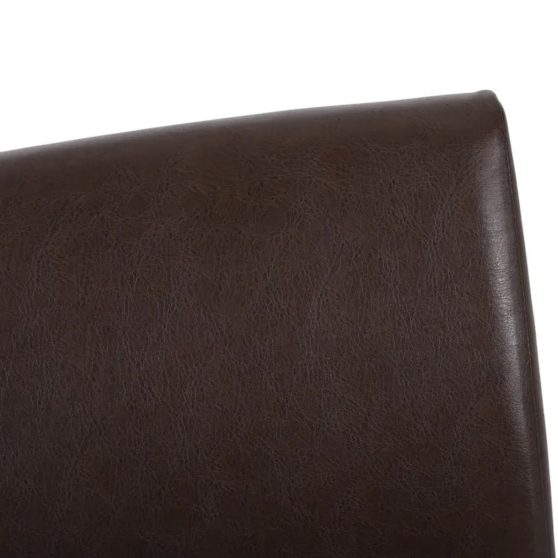 Contemporary Armless Upholstered Dining Chair with Rubberwood Legs Dark Brown Faux Leather