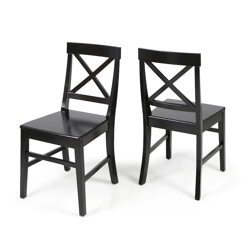 Farmhouse X-Back Solid Acacia Wood Dining Chairs Set of 2 in Multiple Finishes