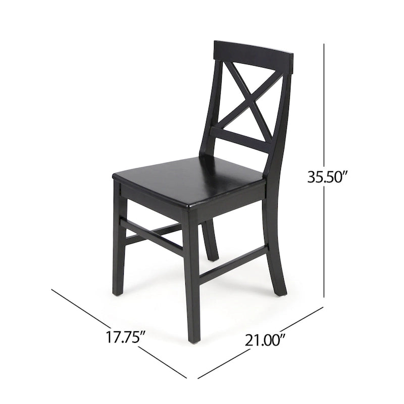 Farmhouse X-Back Solid Acacia Wood Dining Chairs Set of 2 in Multiple Finishes