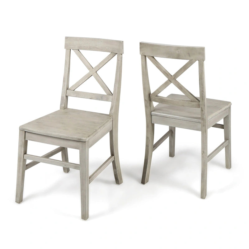 Farmhouse X-Back Solid Acacia Wood Dining Chairs Set of 2 in Multiple Finishes