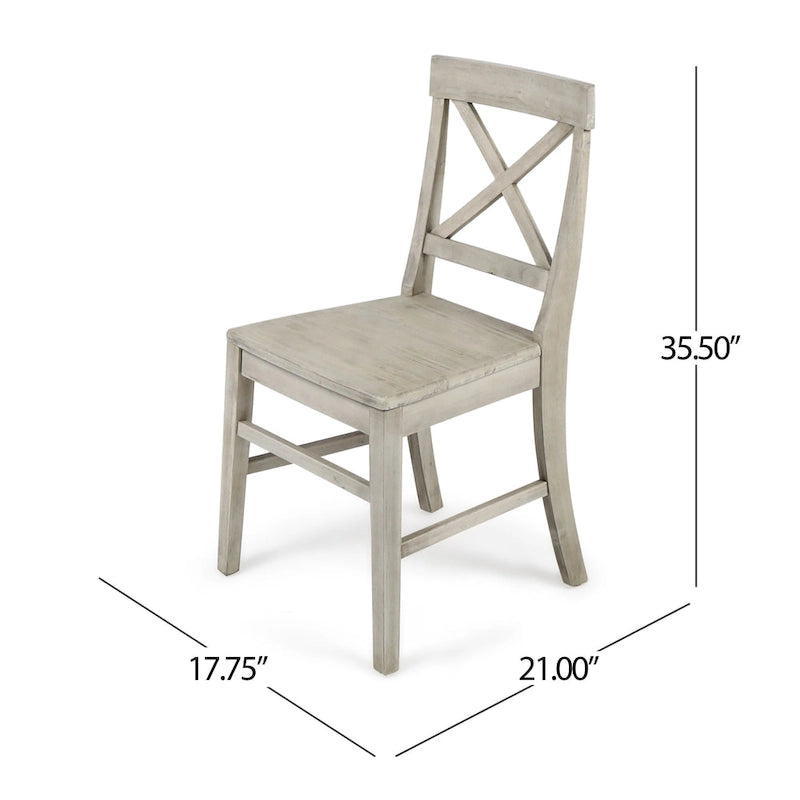 Farmhouse X-Back Solid Acacia Wood Dining Chairs Set of 2 in Multiple Finishes