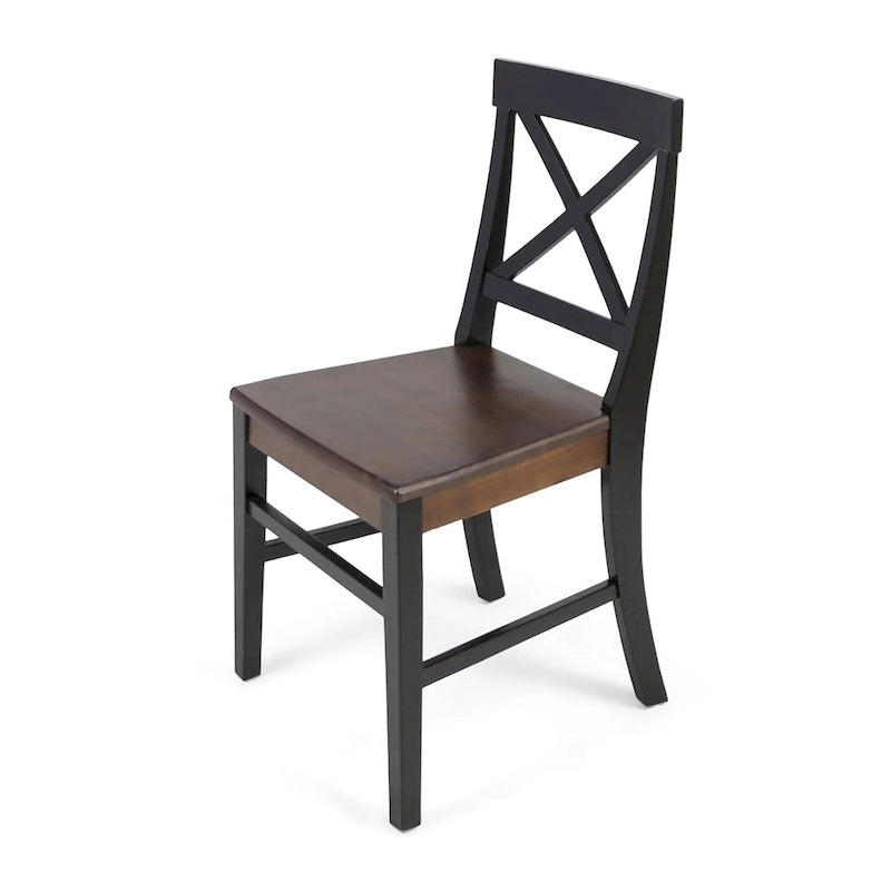 Farmhouse X-Back Solid Acacia Wood Dining Chairs Set of 2 in Multiple Finishes