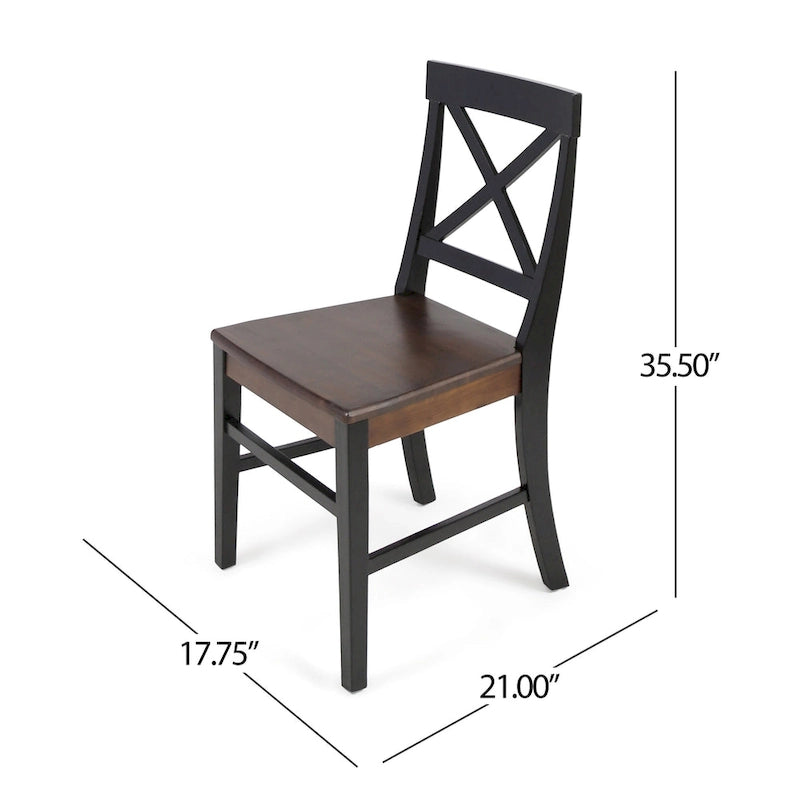 Farmhouse X-Back Solid Acacia Wood Dining Chairs Set of 2 in Multiple Finishes