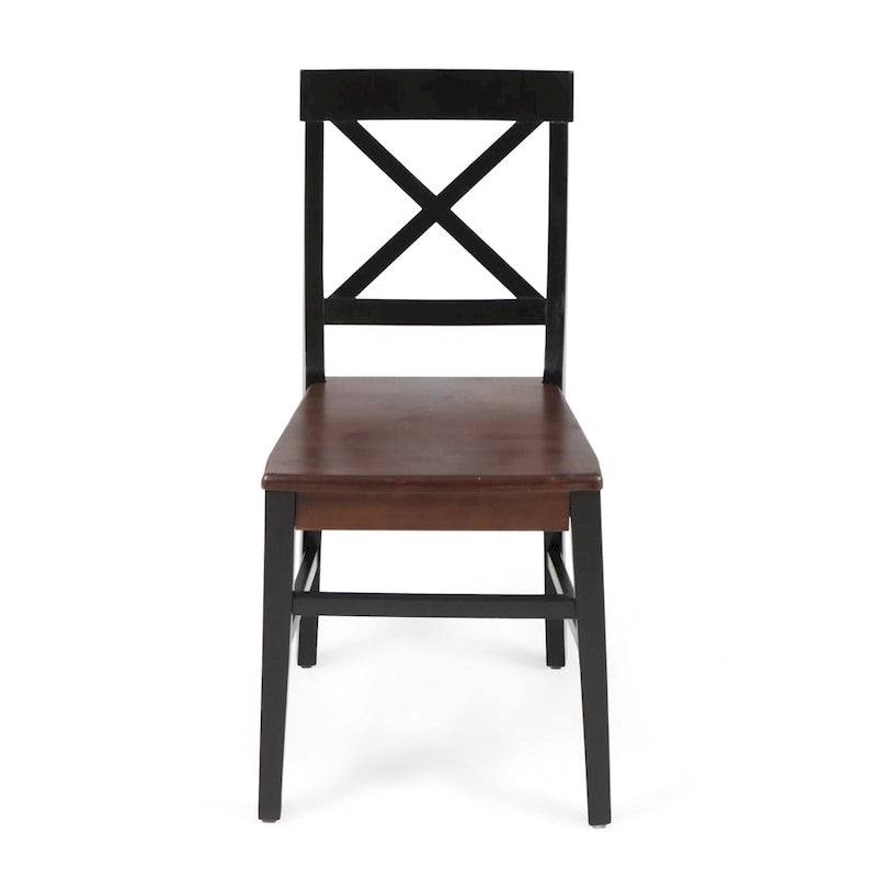 Farmhouse X-Back Solid Acacia Wood Dining Chairs Set of 2 in Multiple Finishes