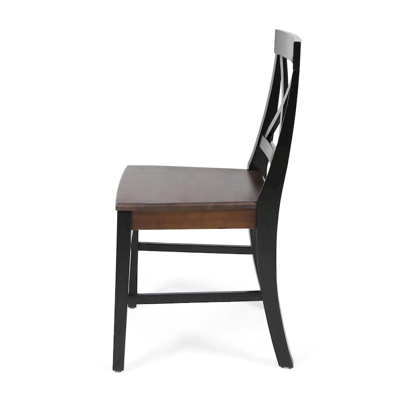 Farmhouse X-Back Solid Acacia Wood Dining Chairs Set of 2 in Multiple Finishes