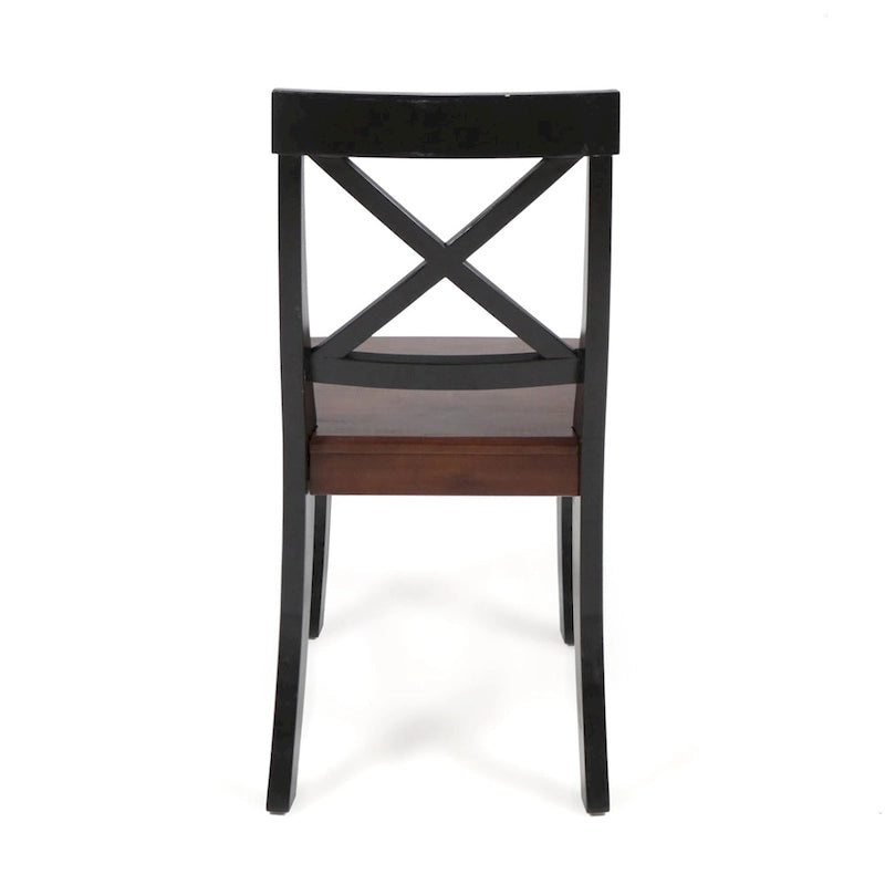 Farmhouse X-Back Solid Acacia Wood Dining Chairs Set of 2 in Multiple Finishes