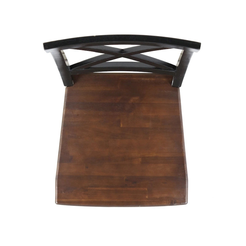 Farmhouse X-Back Solid Acacia Wood Dining Chairs Set of 2 in Multiple Finishes