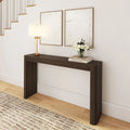 56 Inch Solid Pine Console Table with Curved Silhouette Low-VOC Finish and Flush Hardware in Walnut