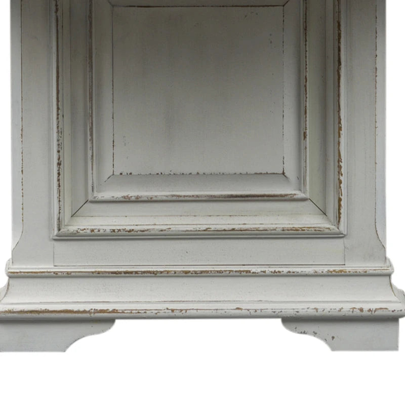Extendable Trestle Dining Table with Antique White Distressed Base and Weathered Brown Top