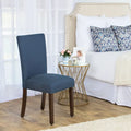 Classic Parsons High-Back Dining Chair with Sinuous Spring Seat and Dark Walnut Wood Legs in Blue