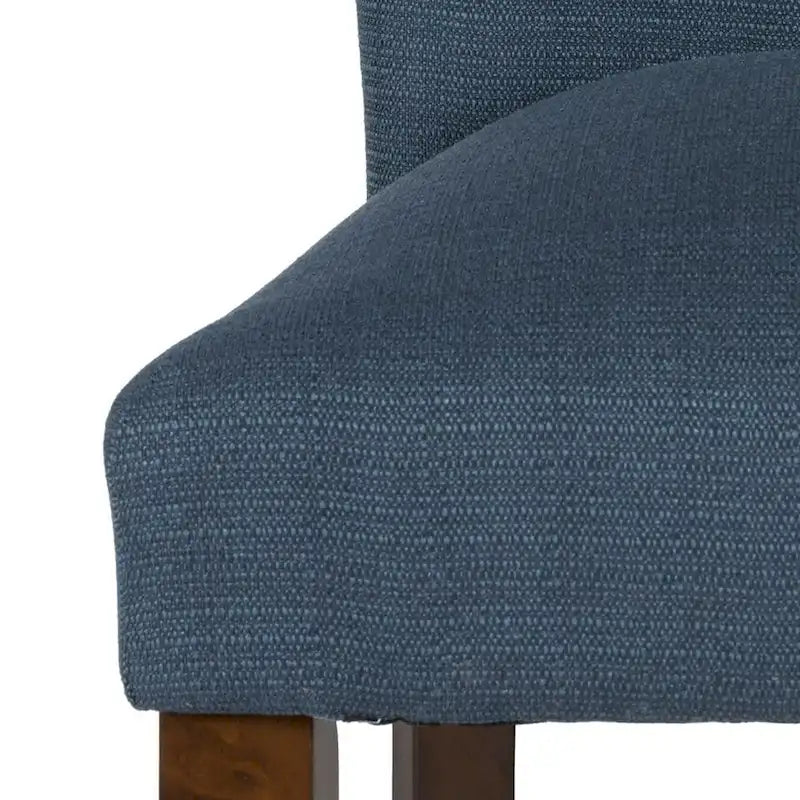 Classic Parsons High-Back Dining Chair with Sinuous Spring Seat and Dark Walnut Wood Legs in Blue